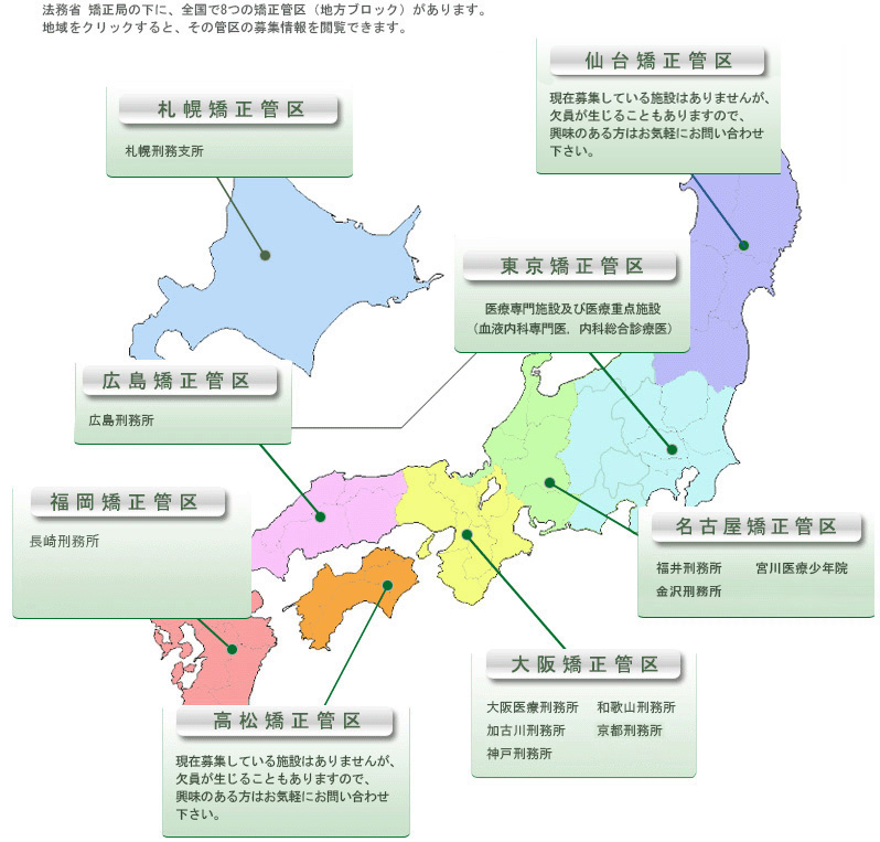 各矯正管区の募集情報