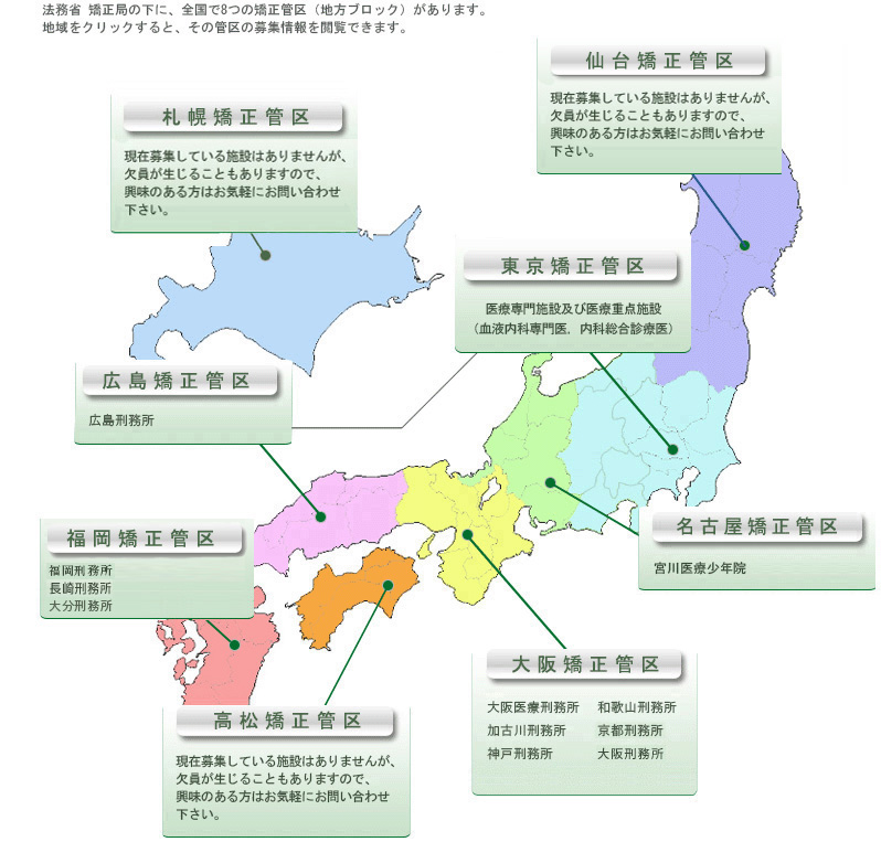 各矯正管区の募集情報
