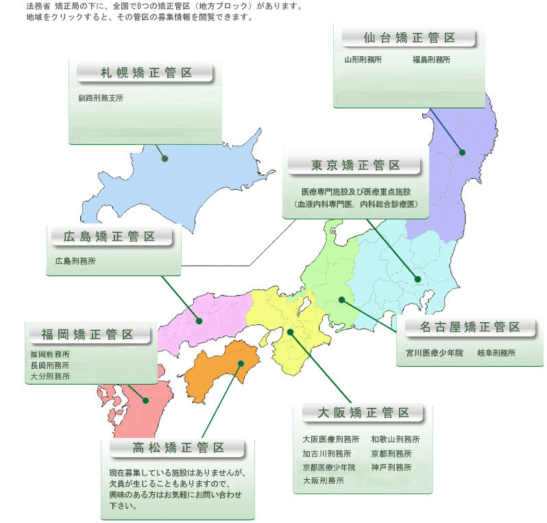 各矯正管区の募集情報
