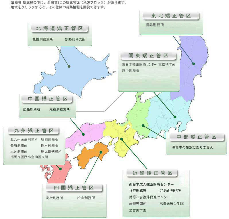 各矯正管区の募集情報
