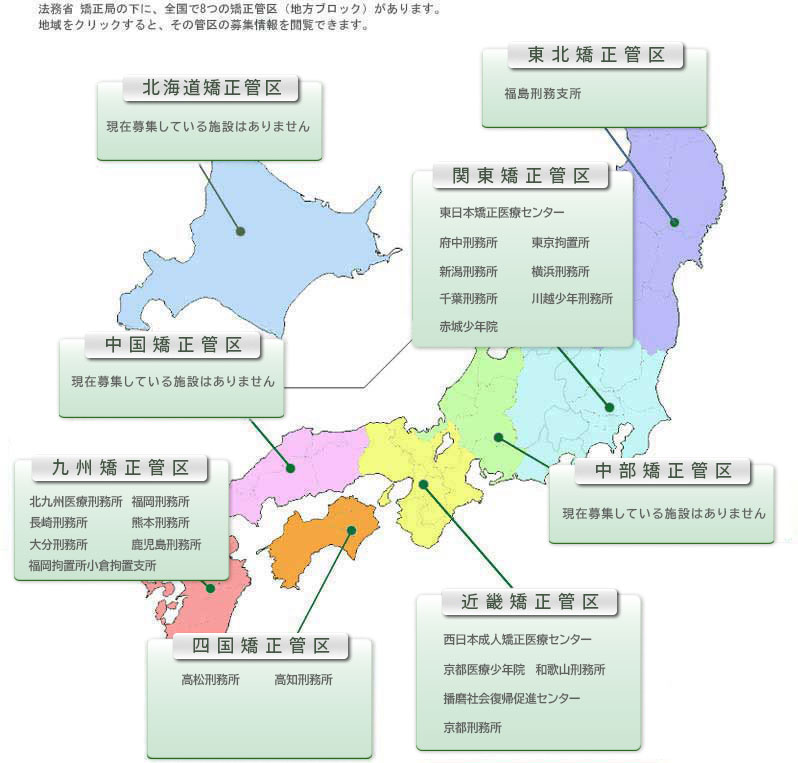 各矯正管区の募集情報