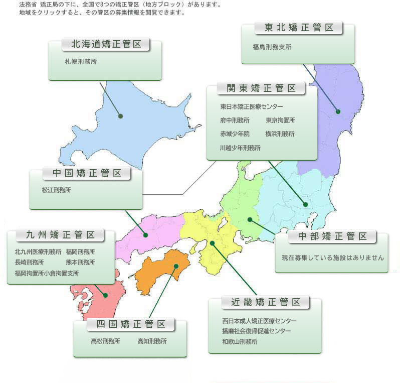 各矯正管区の募集情報
